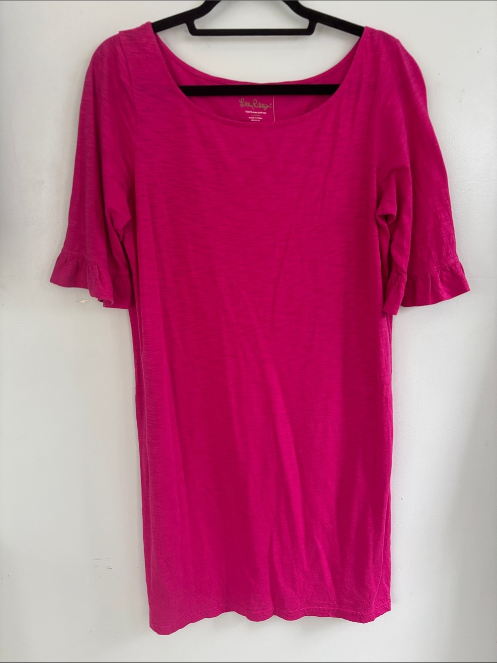 Lilly Pulitzer Fuchsia Scoop Neck Ruffle Sleeve Dress